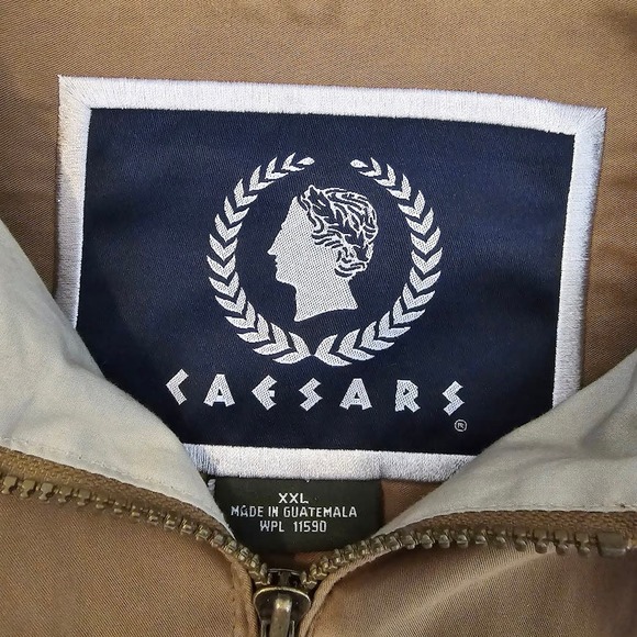 Vintage Caesars Palace Casino Mens Brown Jacket Coat XXL 2XL Las Vegas Rare Logo - Picture 3 of 9
